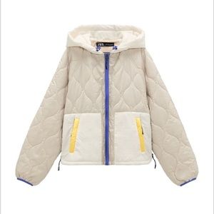 Zara ECRU puffer jacket Large